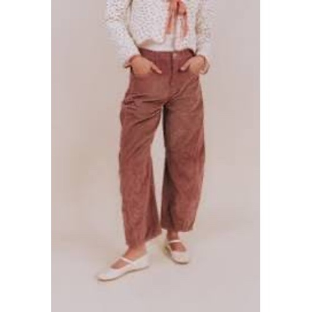 We The Free Free People Good Luck‎ Barrel Corduroy Pants Pink 24 Wide Leg  EUC